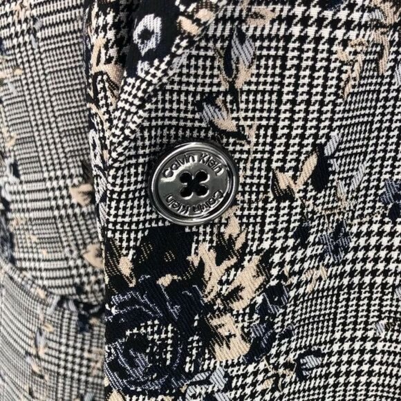 Calvin Klein Boyfriend Houndstooth Floral Long Button Jacket Dress size 18W - Picture 7 of 16
